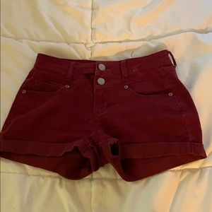 maroon high waisted shorts